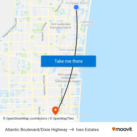 Atlantic Boulevard/Dixie Highway to Ives Estates map