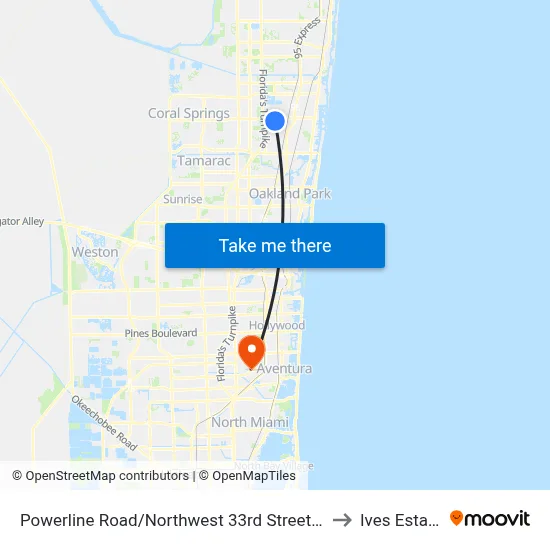 Powerline Road/Northwest 33rd Street South to Ives Estates map