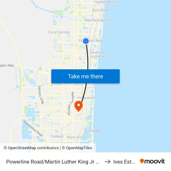 Powerline Road/Martin Luther King Jr Boulevard to Ives Estates map