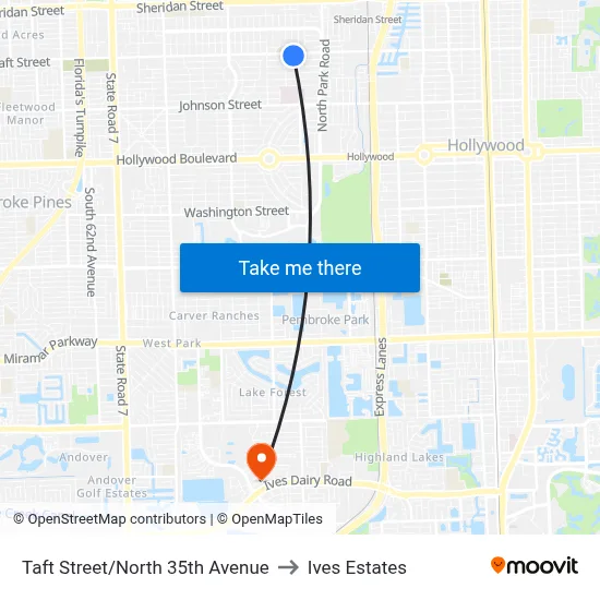 Taft Street/North 35th Avenue to Ives Estates map