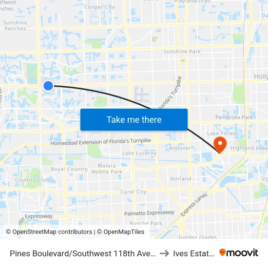 Pines Boulevard/Southwest 118th Avenue to Ives Estates map