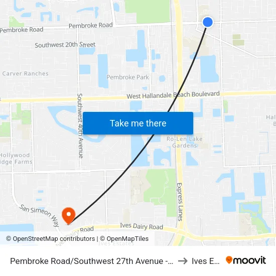 Pembroke Road/Southwest 27th Avenue - (Northwest 9th Avenue) to Ives Estates map