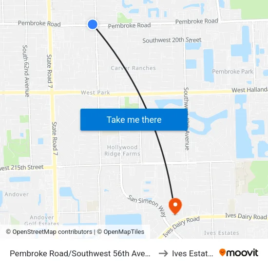 Pembroke Road/Southwest 56th Avenue to Ives Estates map