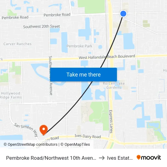 Pembroke Road/Northwest 10th Avenue to Ives Estates map