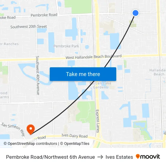 Pembroke Road/Northwest 6th Avenue to Ives Estates map