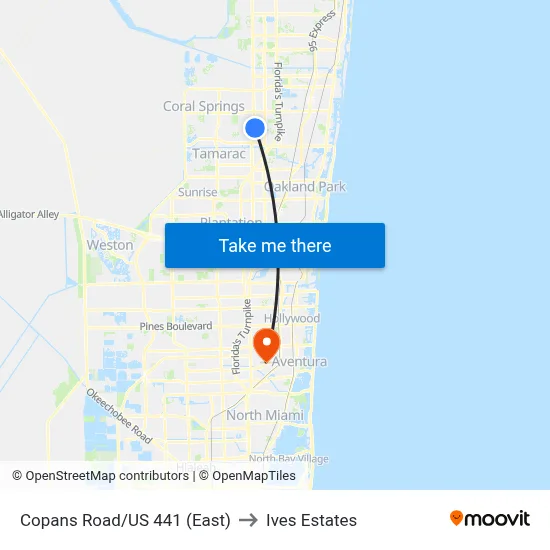Copans Road/US 441 (East) to Ives Estates map