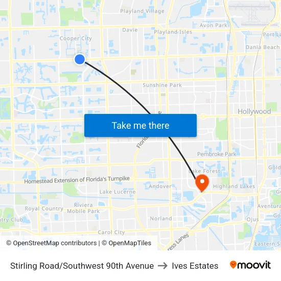 Stirling Road/Southwest 90th Avenue to Ives Estates map