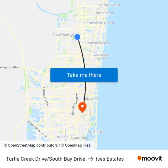 Turtle Creek Drive/South Bay Drive to Ives Estates map