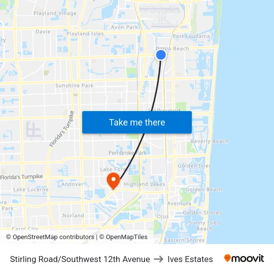 Stirling Road/Southwest 12th Avenue to Ives Estates map