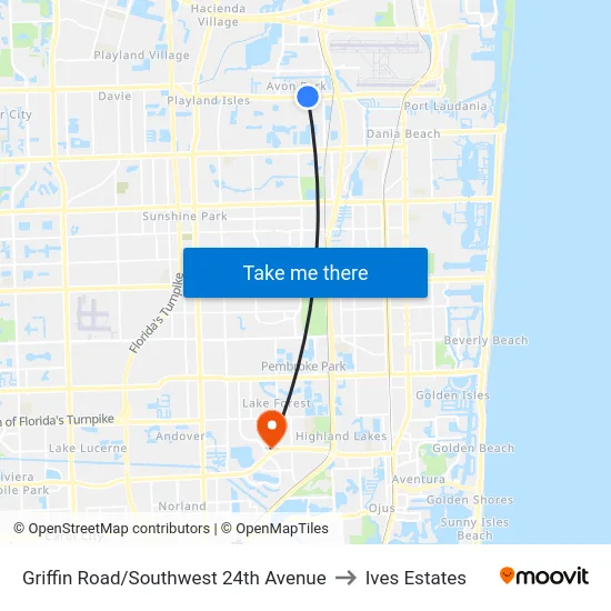 Griffin Road/Southwest 24th Avenue to Ives Estates map