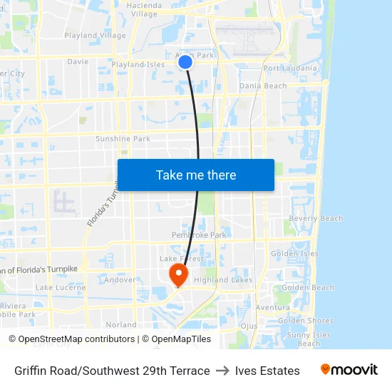 Griffin Road/Southwest 29th Terrace to Ives Estates map