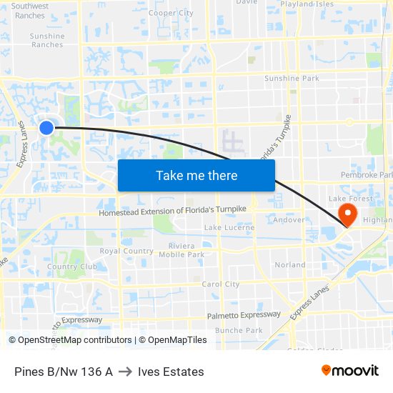 PINES B/NW 136 A to Ives Estates map