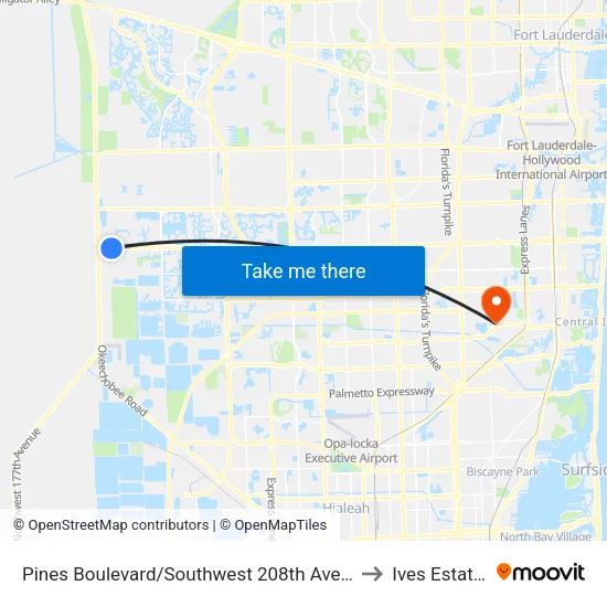 Pines Boulevard/Southwest 208th Avenue to Ives Estates map
