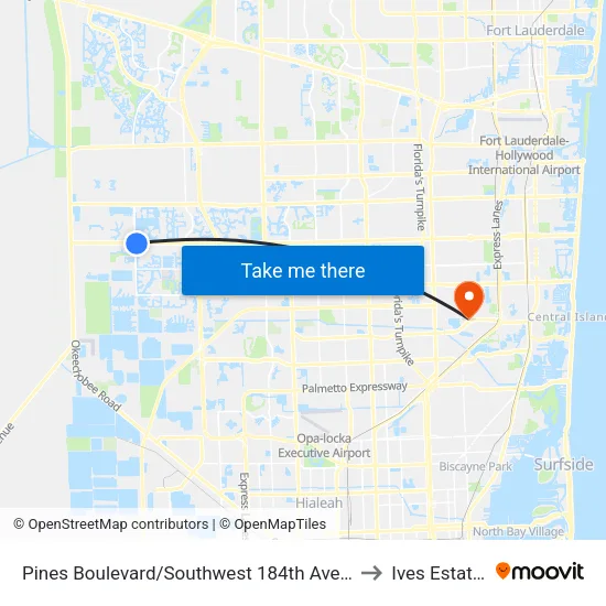 Pines Boulevard/Southwest 184th Avenue to Ives Estates map
