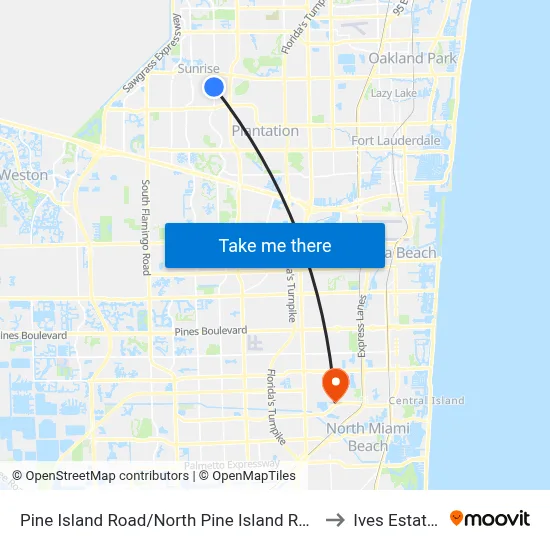 Pine Island Road/North Pine Island Road to Ives Estates map