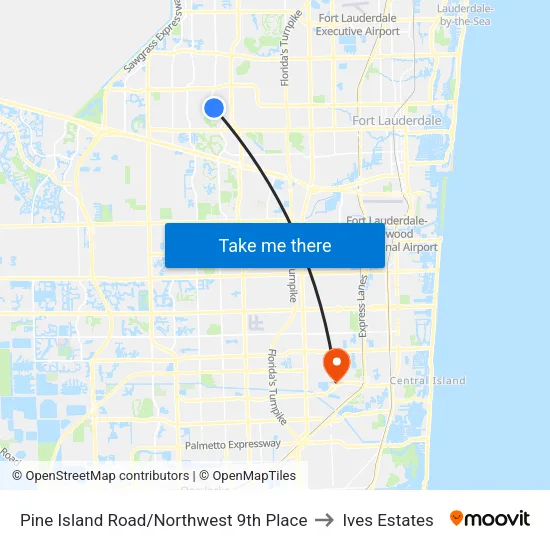 Pine Island Road/Northwest 9th Place to Ives Estates map