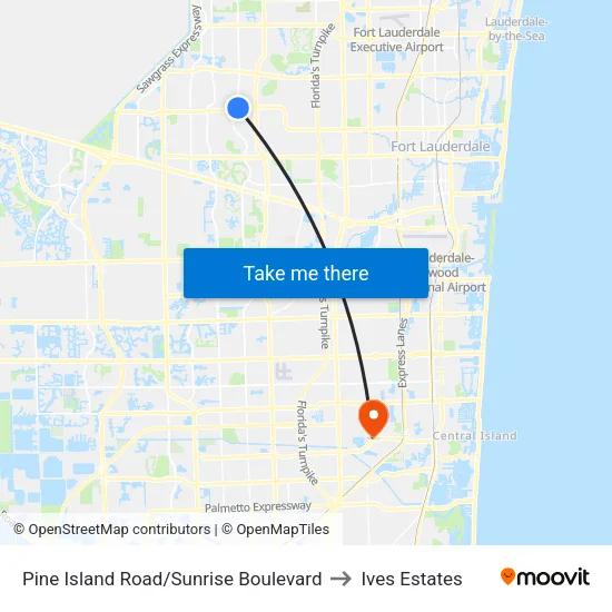 Pine Island Road/Sunrise Boulevard to Ives Estates map