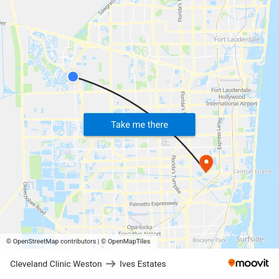 Cleveland Clinic Weston to Ives Estates map