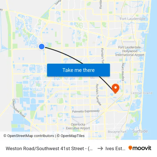 Weston Road/Southwest 41st Street - (Home Depot) to Ives Estates map