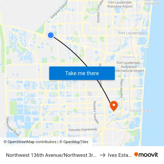 Northwest 136th Avenue/Northwest 3rd Street to Ives Estates map