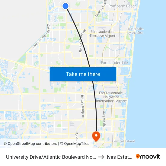 University Drive/Atlantic Boulevard North to Ives Estates map