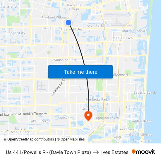 Us 441/Powells R - (Davie Town Plaza) to Ives Estates map