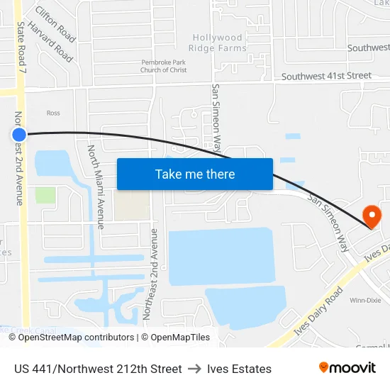 US 441/Northwest 212th Street to Ives Estates map