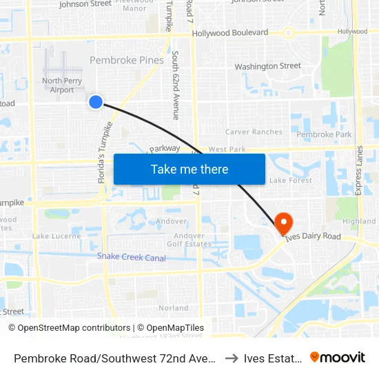 Pembroke Road/Southwest 72nd Avenue to Ives Estates map