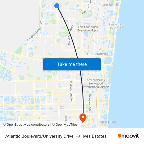 Atlantic Boulevard/University Drive to Ives Estates map