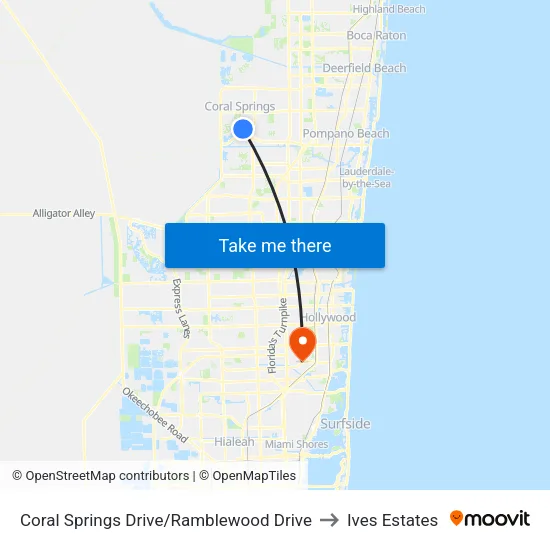 Coral Springs Drive/Ramblewood Drive to Ives Estates map