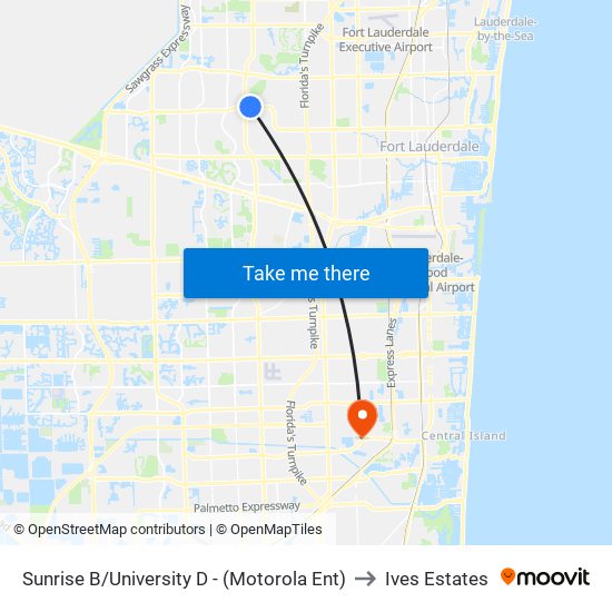 Sunrise B/University D - (Motorola Ent) to Ives Estates map