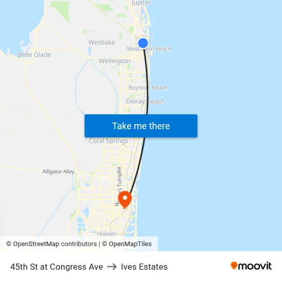 45th St at Congress Ave to Ives Estates map