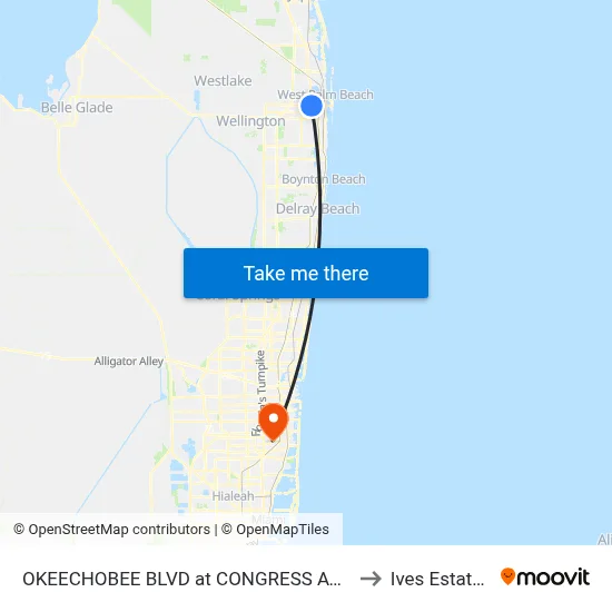 OKEECHOBEE BLVD at CONGRESS AVE to Ives Estates map