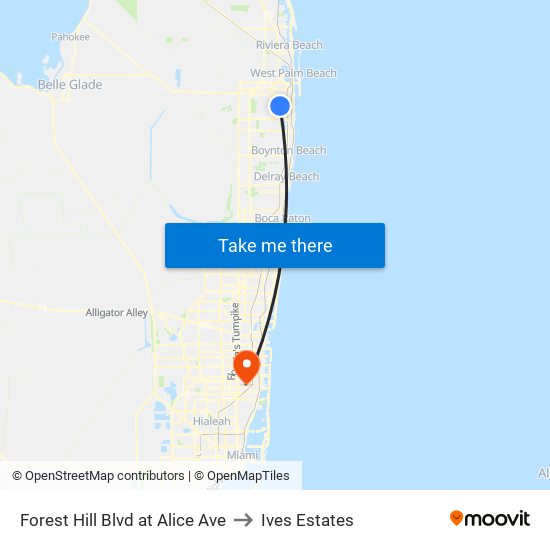 FOREST HILL BLVD at ALICE AVE to Ives Estates map