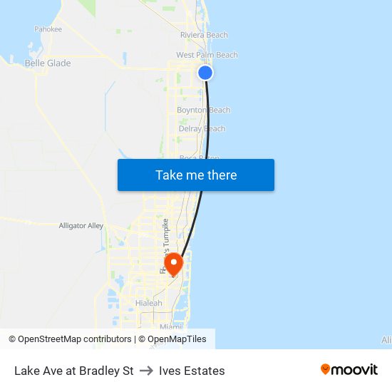 Lake Ave at Bradley St to Ives Estates map