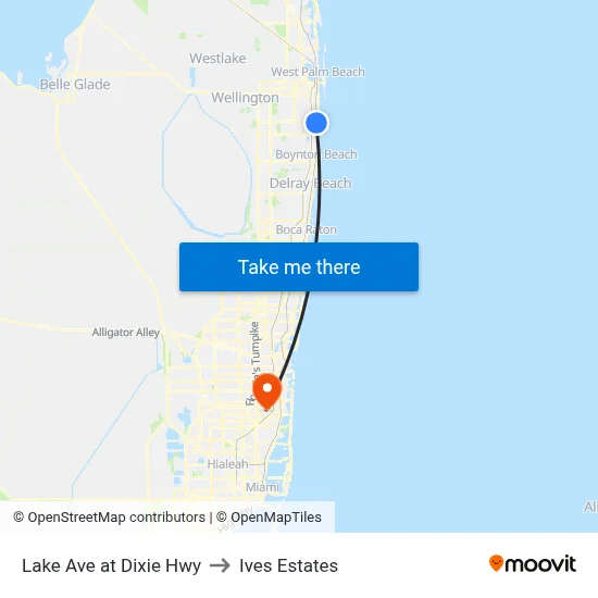 Lake Ave at Dixie Hwy to Ives Estates map