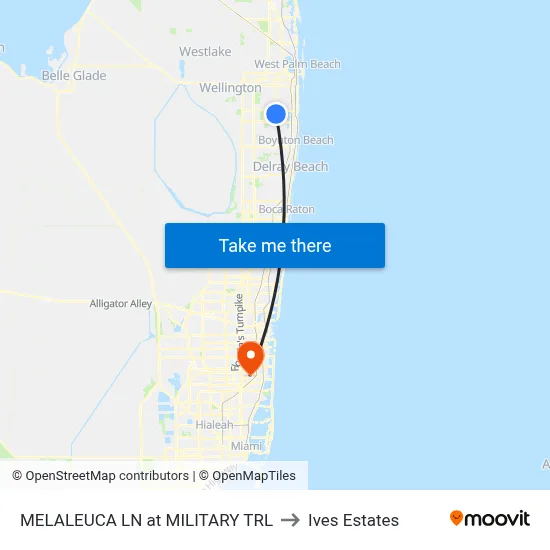 MELALEUCA LN at  MILITARY TRL to Ives Estates map