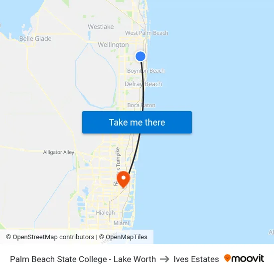 Palm Beach State College - Lake Worth to Ives Estates map