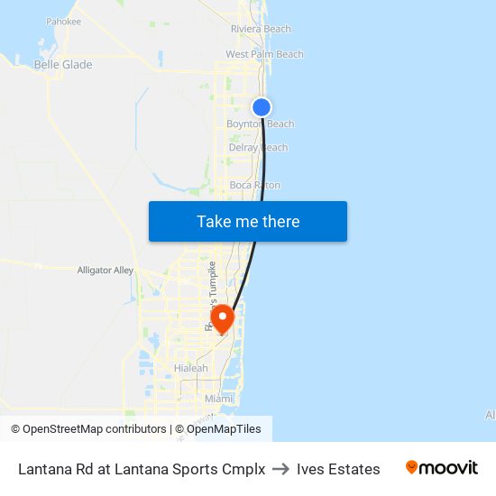 Lantana Rd at Lantana Sports Cmplx to Ives Estates map