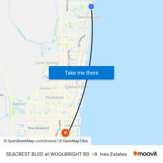 SEACREST BLVD at  WOOLBRIGHT RD to Ives Estates map
