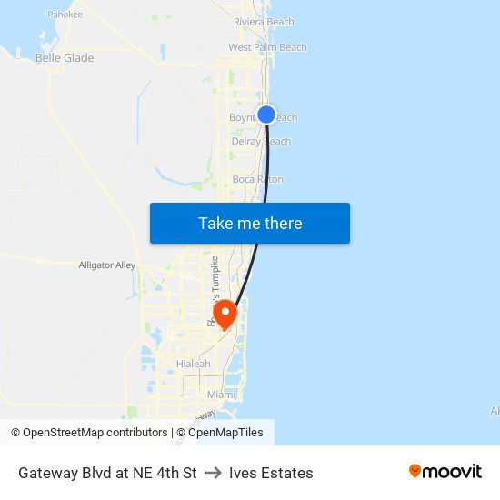 Gateway Blvd at NE 4th St to Ives Estates map