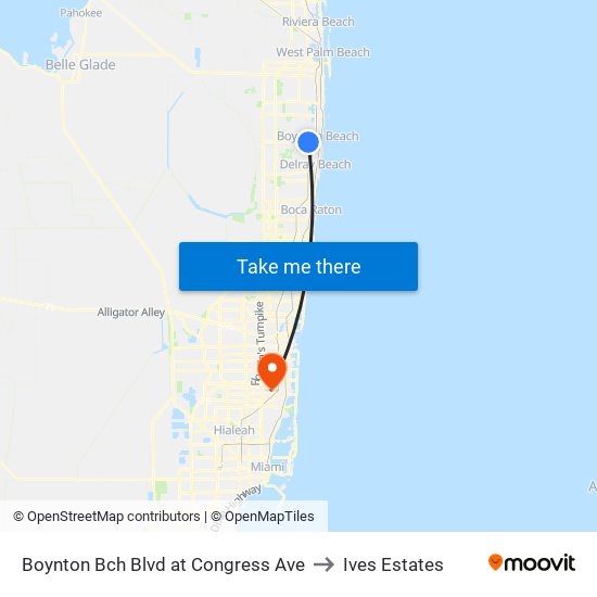 BOYNTON BCH BLVD at  CONGRESS AVE to Ives Estates map