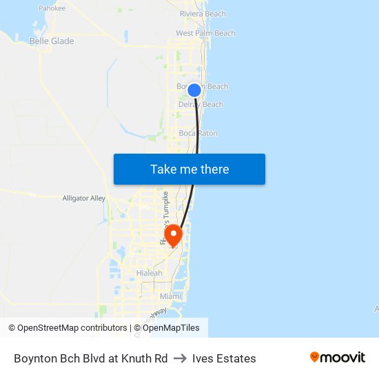 Boynton Bch Blvd at Knuth Rd to Ives Estates map