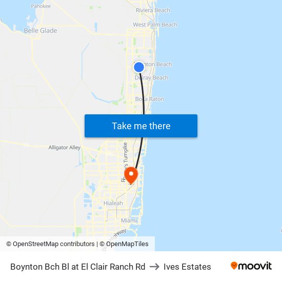 Boynton Bch Bl at El Clair Ranch Rd to Ives Estates map