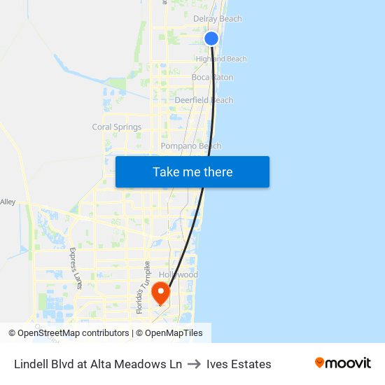 Lindell Blvd at  Alta Meadows Ln to Ives Estates map