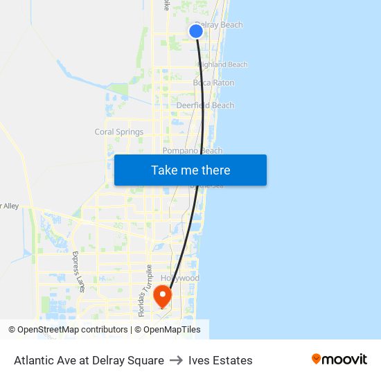 Atlantic Ave at Delray Square to Ives Estates map