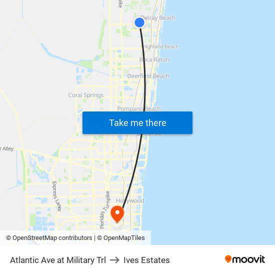 Atlantic Ave at Military Trl to Ives Estates map