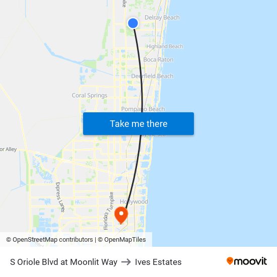 S ORIOLE BLVD at  MOONLIT WAY to Ives Estates map