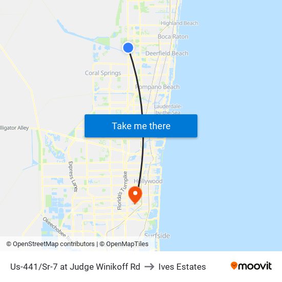 US-441/SR-7 at JUDGE WINIKOFF RD to Ives Estates map