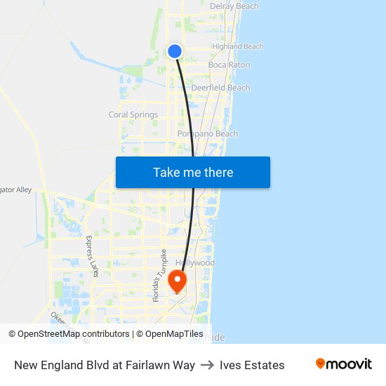 New England Blvd at Fairlawn Way to Ives Estates map